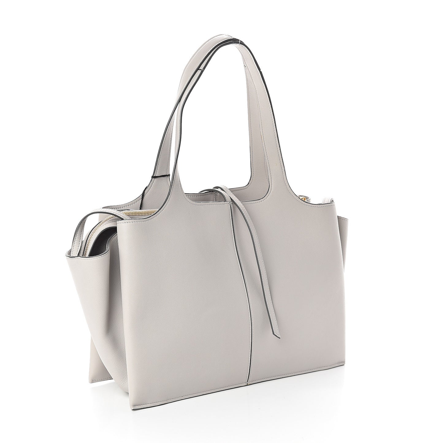 Smooth Calfskin Medium Tri-Fold Bag Pearl Grey