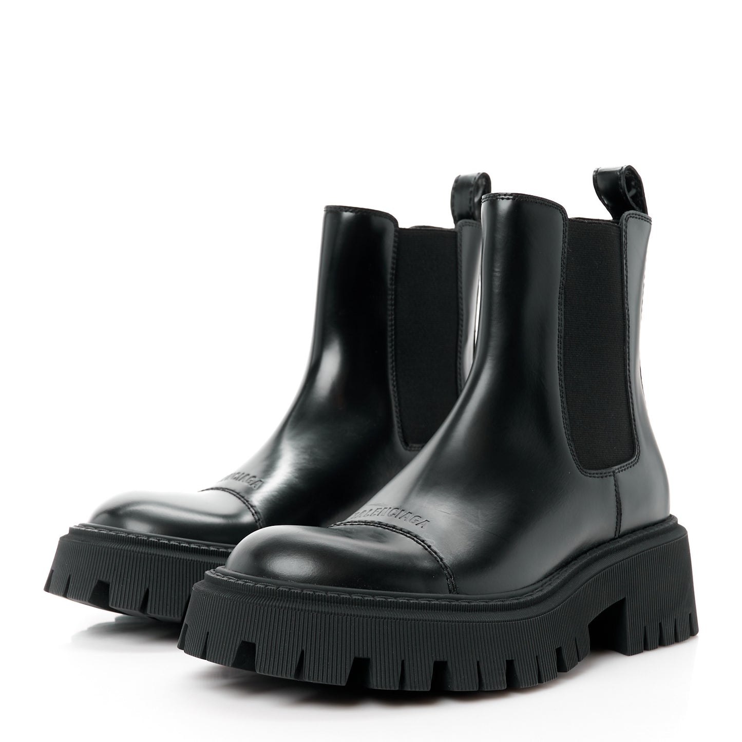 Jive Smooth Calfskin Logo Embossed Womens Tractor 20mm Chelsea Boots 38 Black