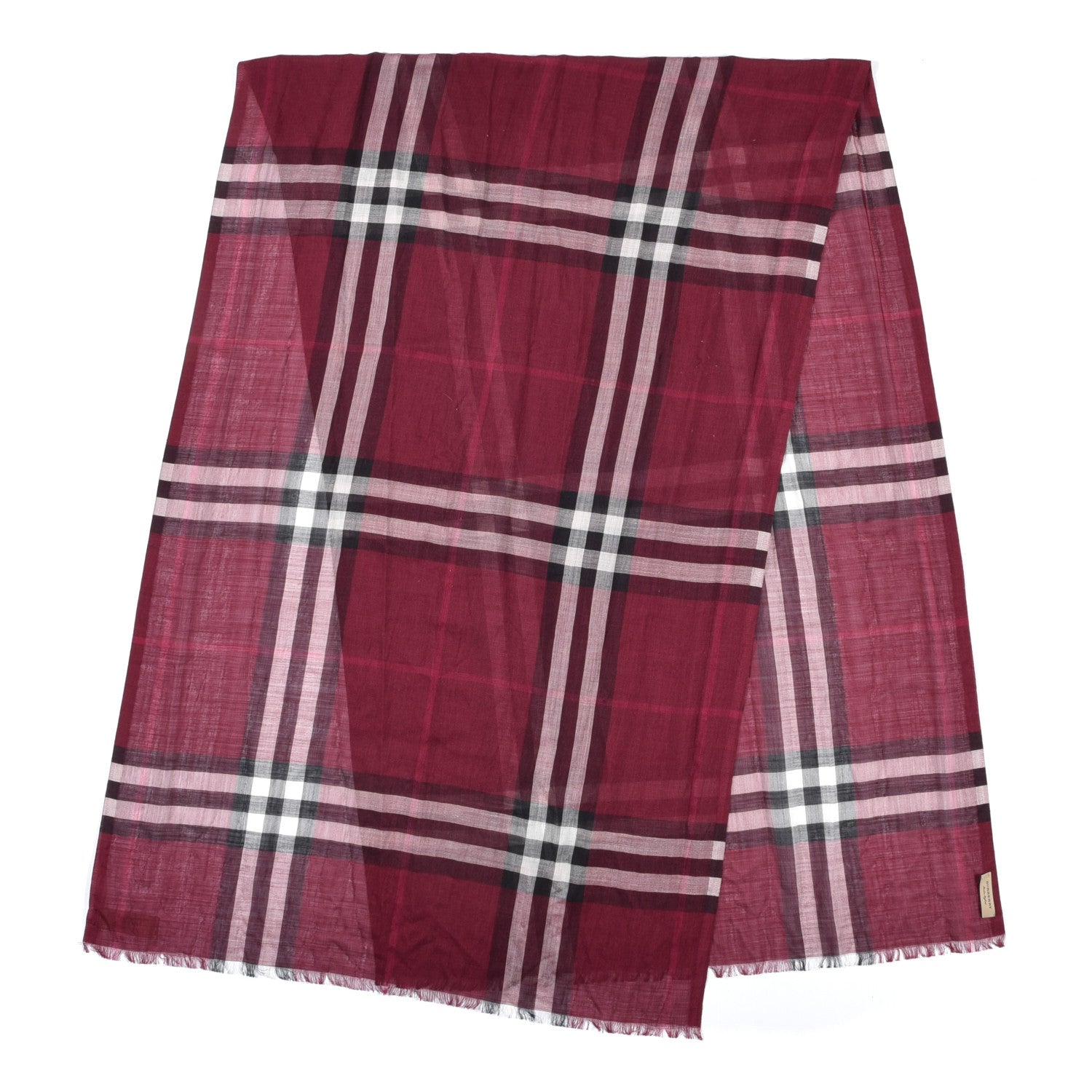 Burberry Wool Silk Gauze Giant Check Scarf Plum 2 of 4