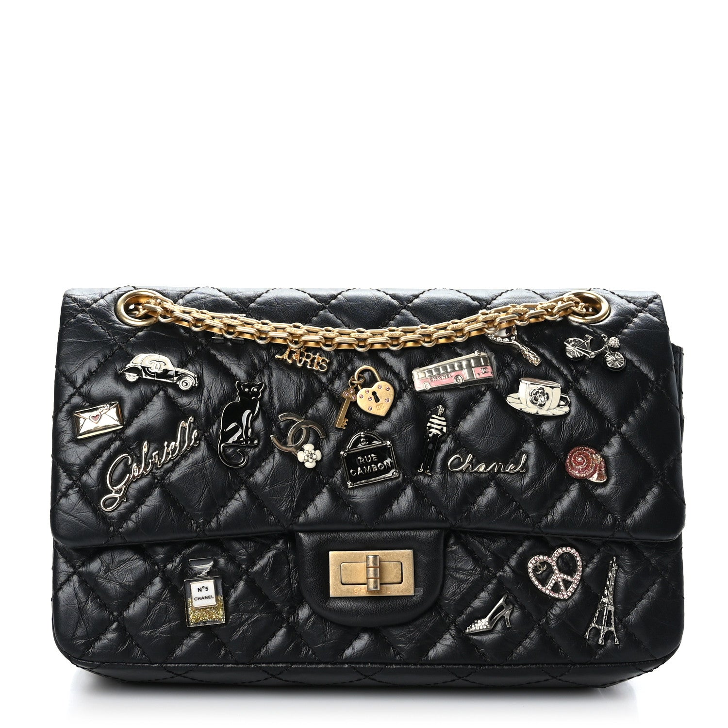 Chanel Aged Calfskin Lucky Charms 2.55 Reissue 225 Flap Black 1 of 10