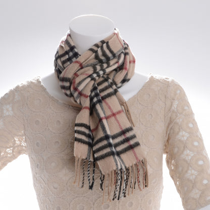 Burberry Cashmere Classic Check Fringe Scarf Camel 2 of 4
