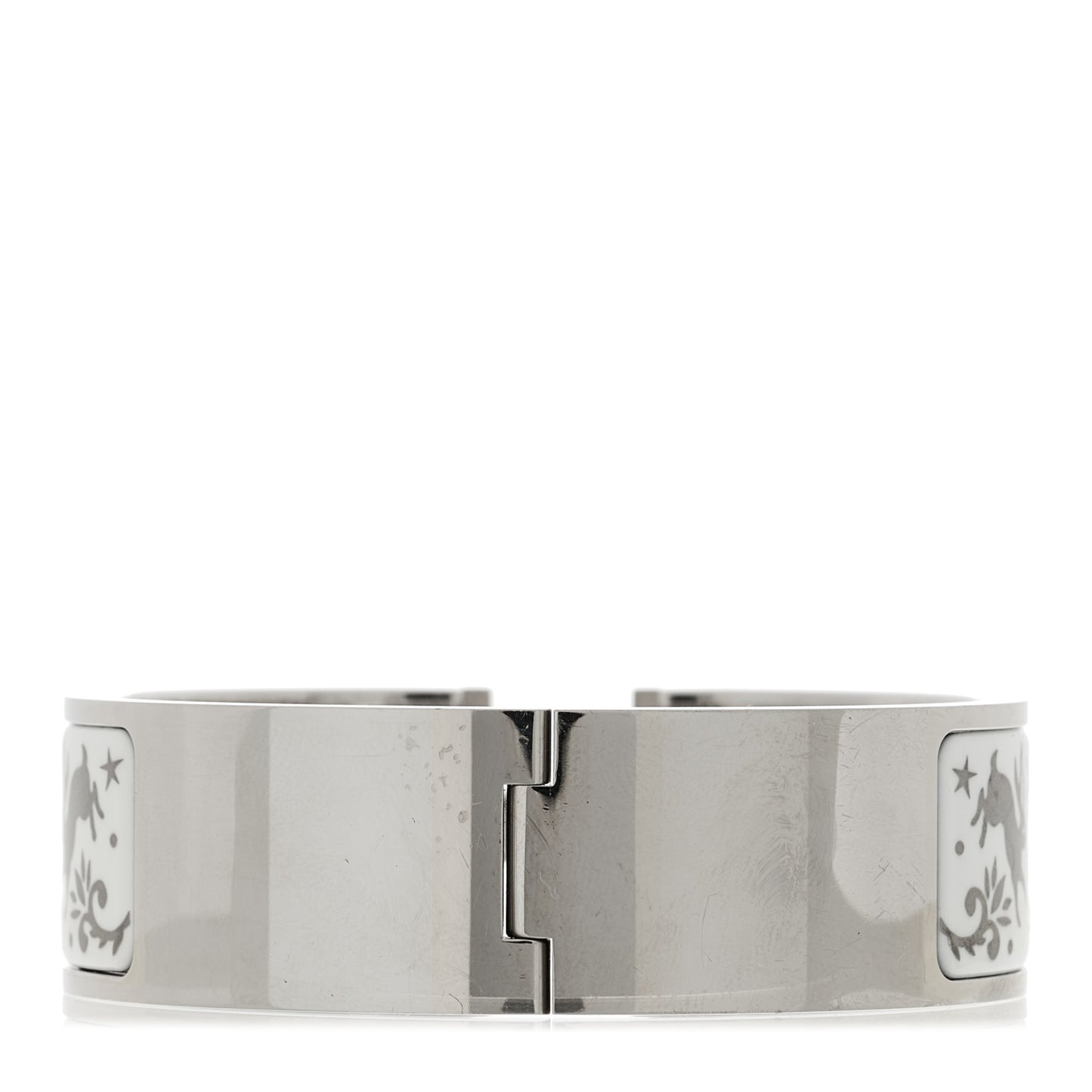 Enamel Wide Printed Sous Le Charme D Orphee Clic Clac H Bracelet Platinum White