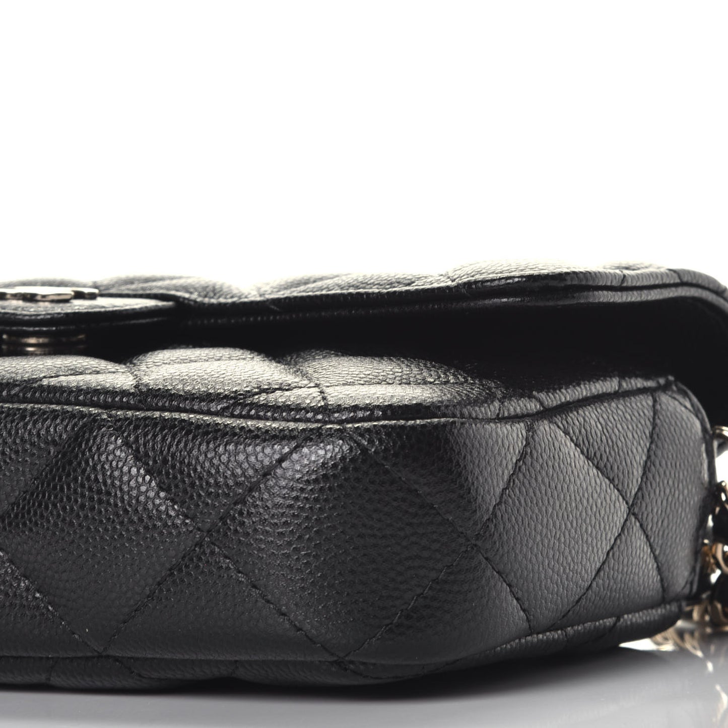 Caviar Quilted Flap Phone Holder With Chain Black