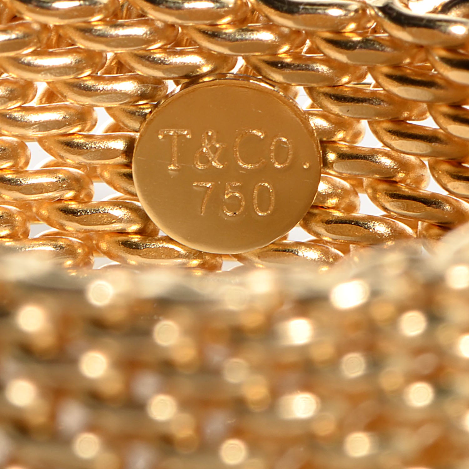 Tiffany 18K Yellow Gold Wide Somerset Mesh Ring 60 9 3 of 4