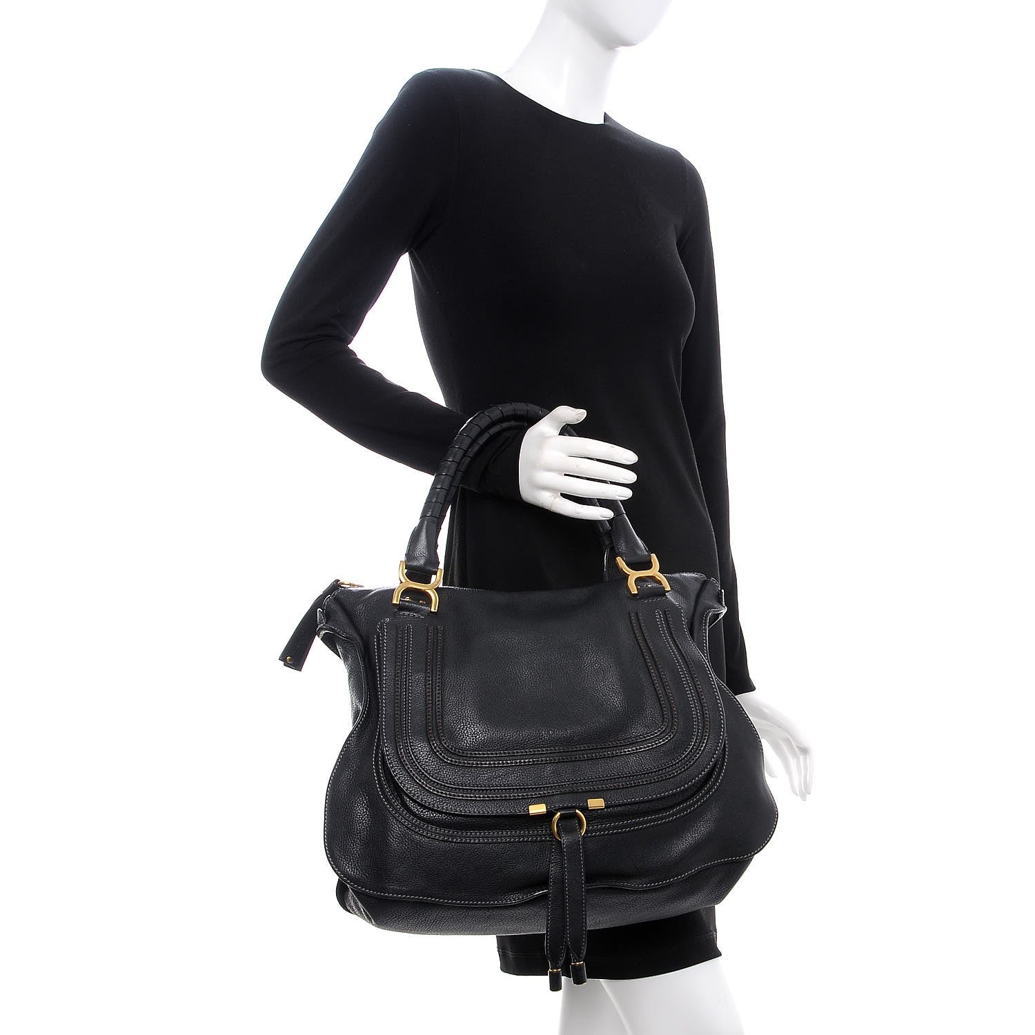 Chloe Calfskin Large Marcie Satchel Black 2 of 8