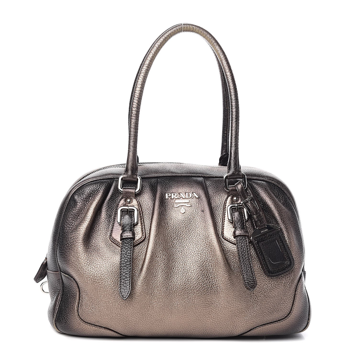 Prada Vitello Daino Antik Bauletto Tote Piombo 1 of 12