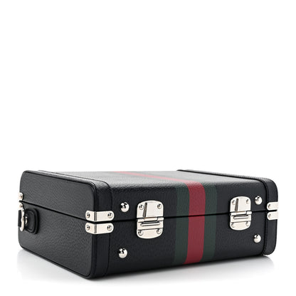 Gucci Dollar Calfskin Web Savoy Medium Top Handle Beauty Case Dark Blue 4 of 9