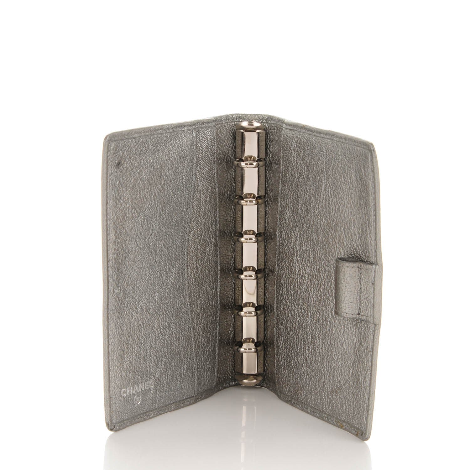 Chanel Grained Metallic Calfskin Small CC Pocket Agenda Cover Silver 5 of 8