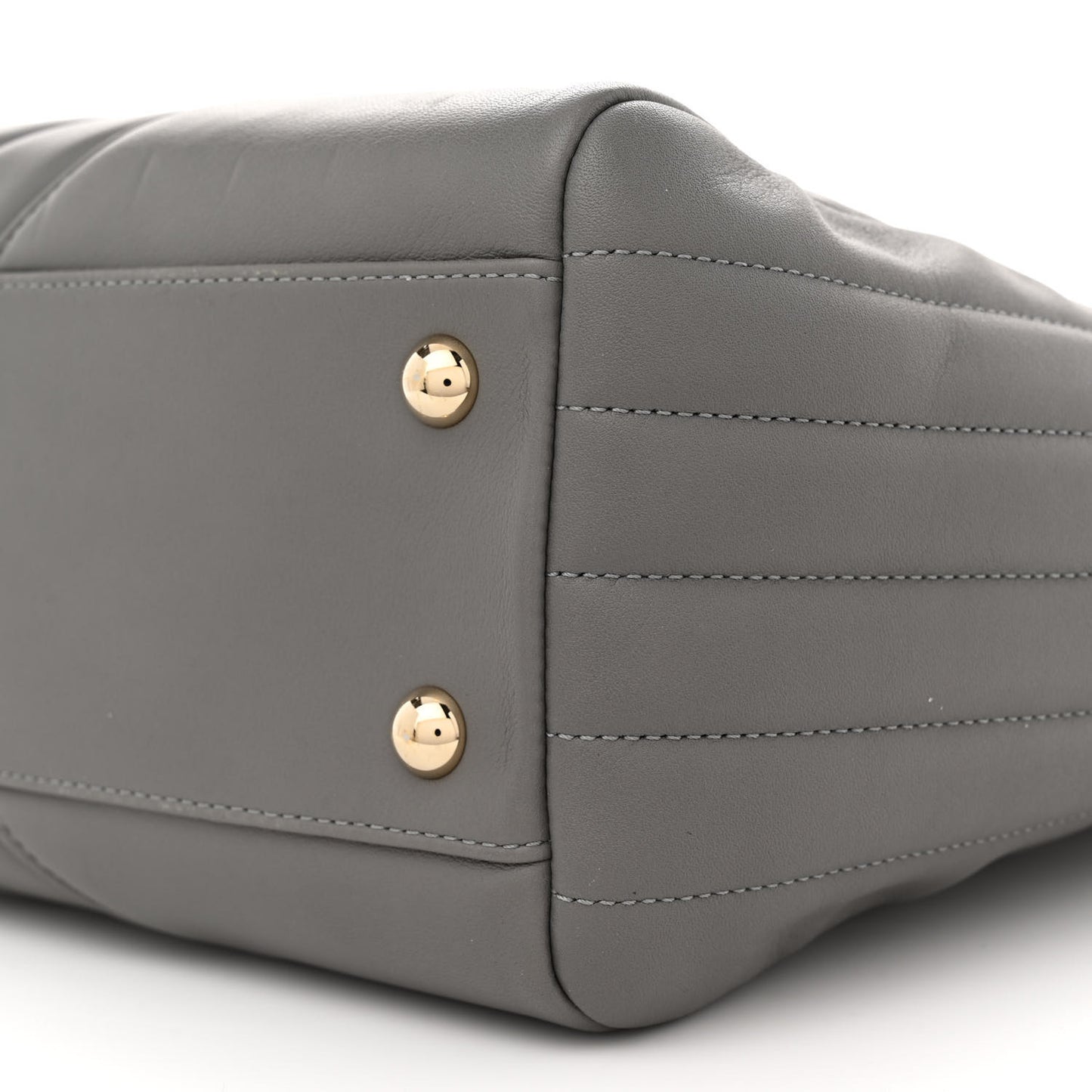 Calfskin Chevron Quilted Statement Shopping Tote Grey