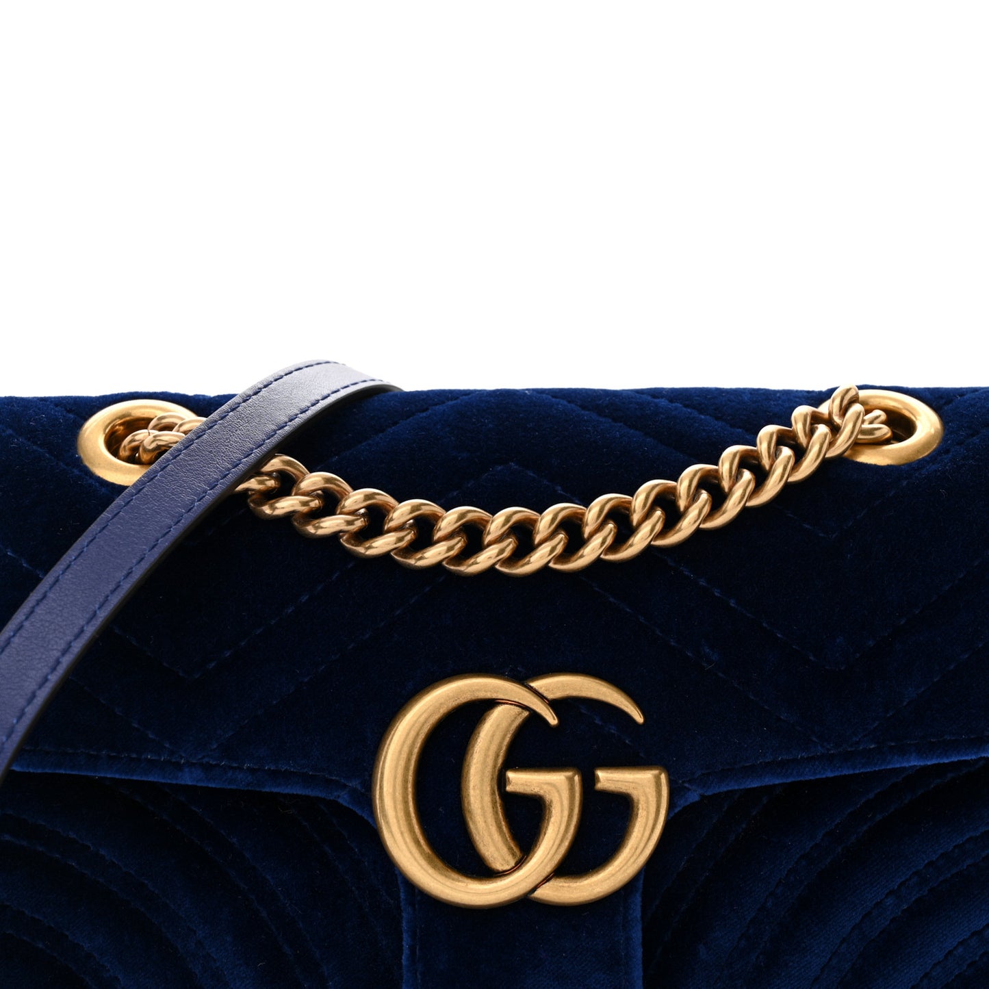 Velvet Matelasse Mini GG Marmont Shoulder Bag Cobalt Blue