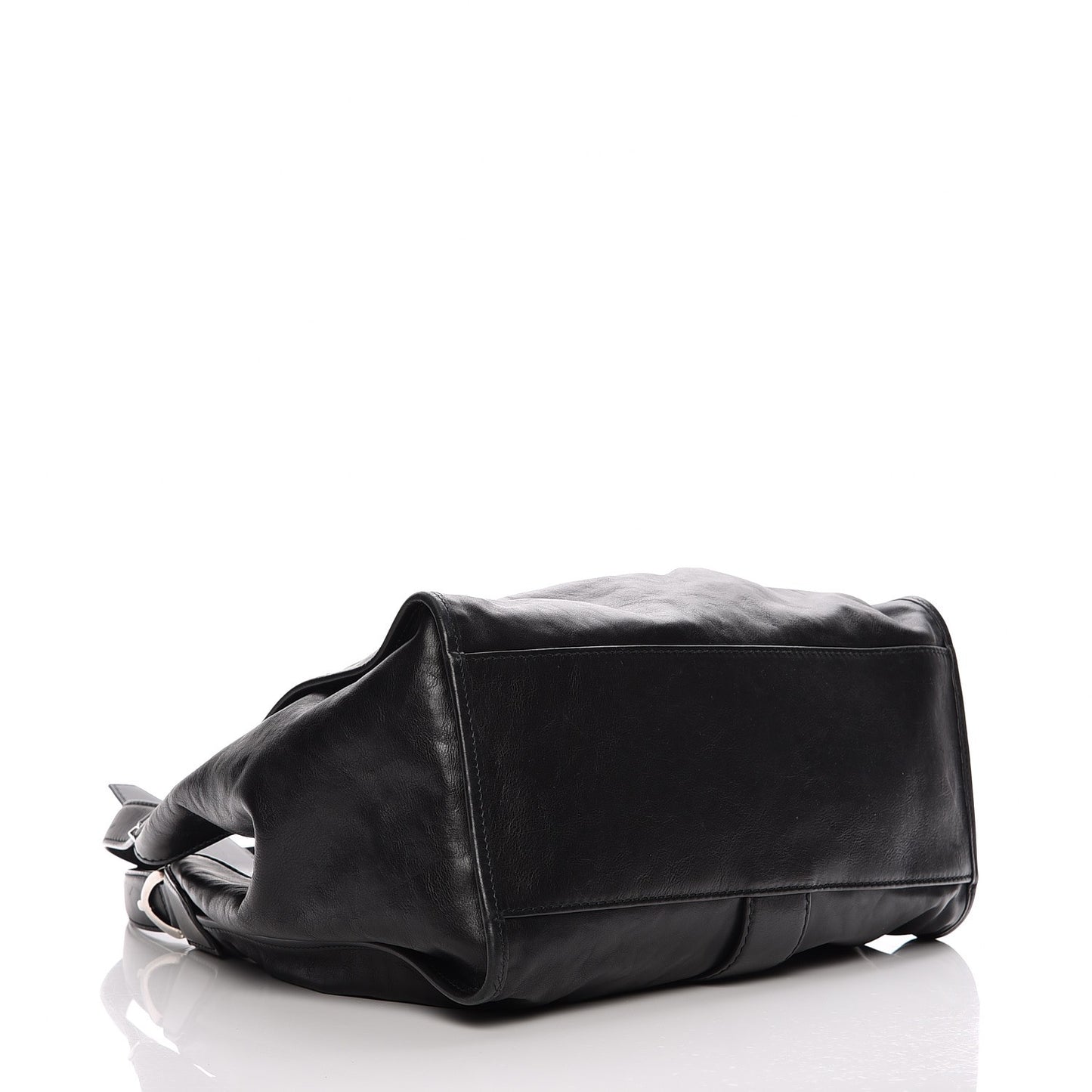 Calfskin Medium Soft Stirrup Shoulder Bag Black