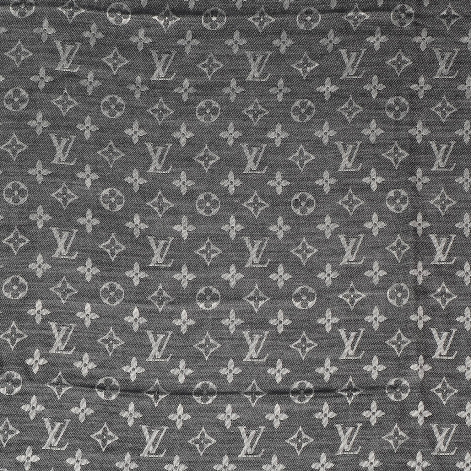 Louis Vuitton Wool Silk Monogram Denim Shawl Black 1 of 5