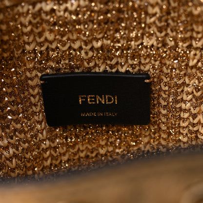 Fendi Raffia Lurex Vitello Laminato F is Fendi FF Crochet Mini Mon Tresor Bucket Bag Natural Oro 6 of 9
