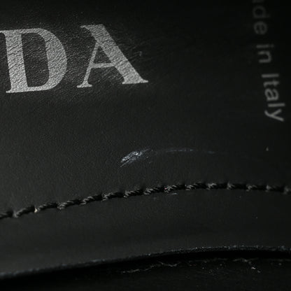 Prada Spazzolato Rois Metal Triangle Logo Monolith 55mm Loafers 37.5 Black 11 of 23