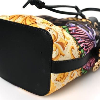 Fendi X VERSACE Silk Vitello Fendace FF Baroque Quilted Mini Mon Tresor Bucket Bag Gold Multicolor 8 of 8