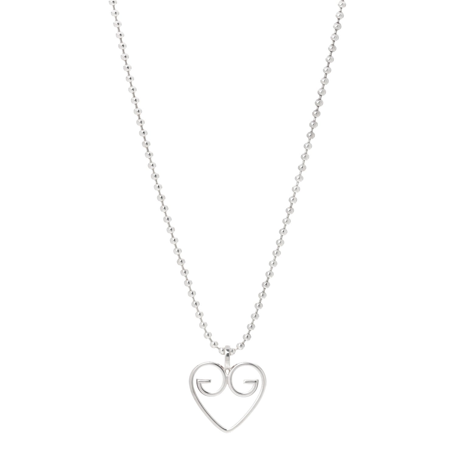 Gucci Sterling Silver GG Heart Pendant Necklace 1 of 5