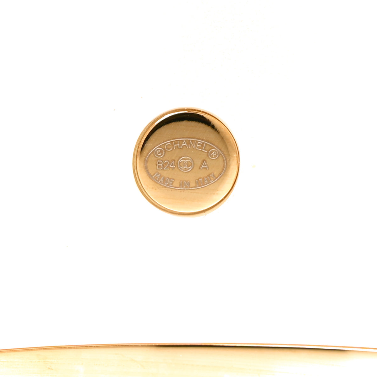 Chanel Metal Resin CC Cuff Cutout M Gold White 4 of 4