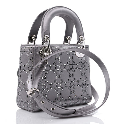Christian Dior Satin Crystal Cannage Mini Lady Dior Gray 3 of 7