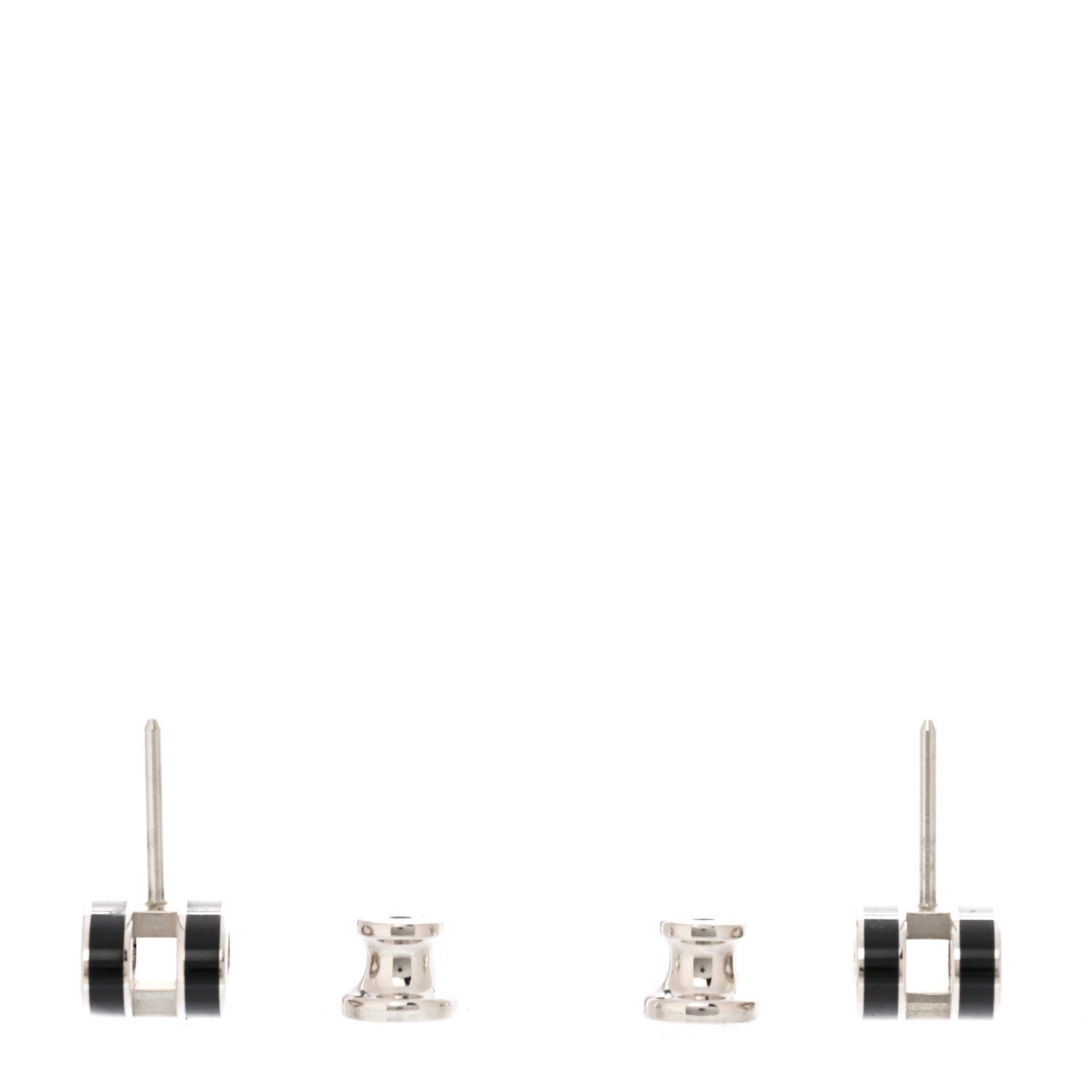 Hermes Palladium Lacquered Mini Pop H Earrings Black 3 of 4
