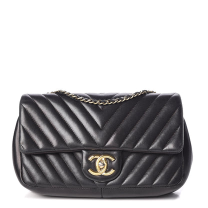 Chanel Lambskin Chevron Quilted Small Single Flap Black 1 of 15