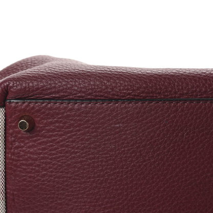Burberry Grainy Calfskin House Check Small Maidstone Burgundy Red 10 of 11