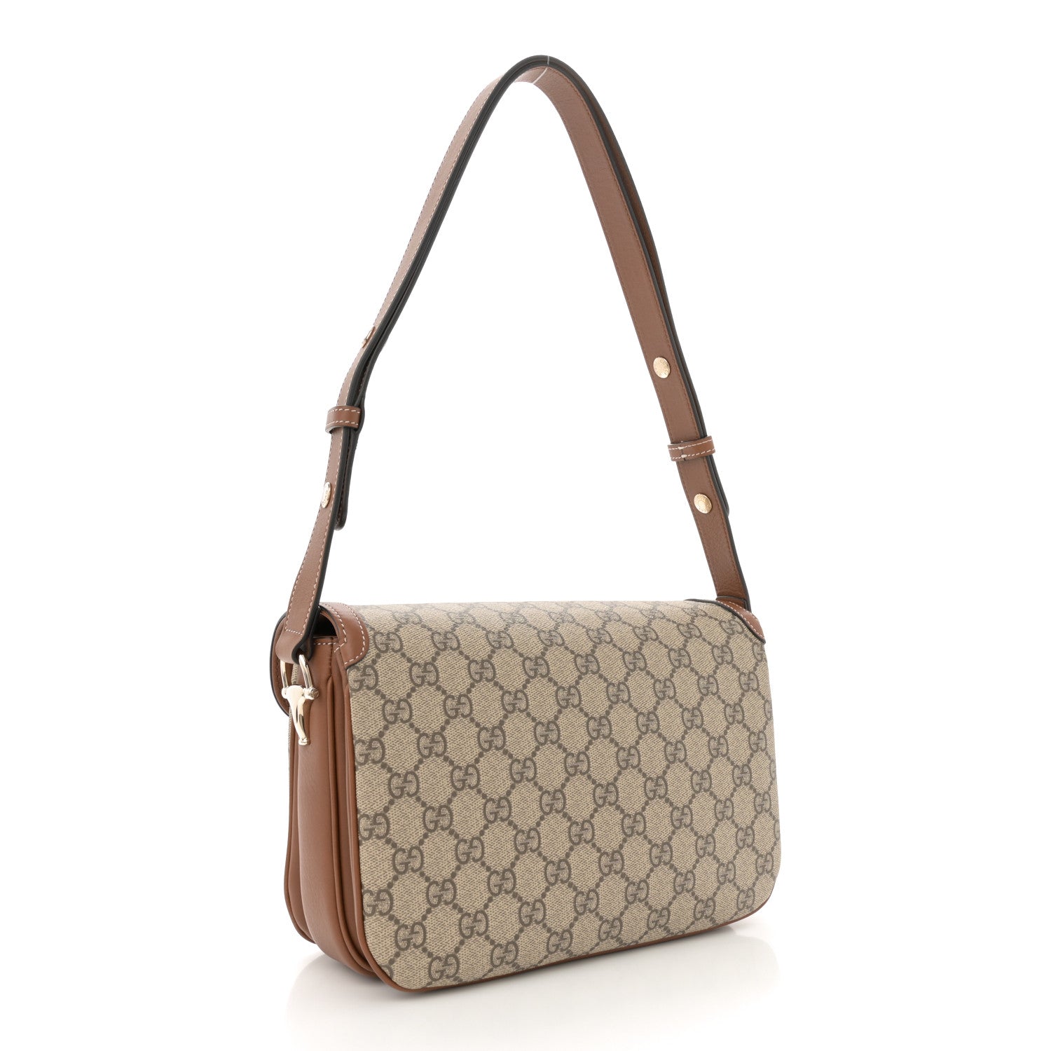 Gucci GG Supreme Monogram Horsebit 1955 Soft Small Shoulder Bag Beige Brown 3 of 11