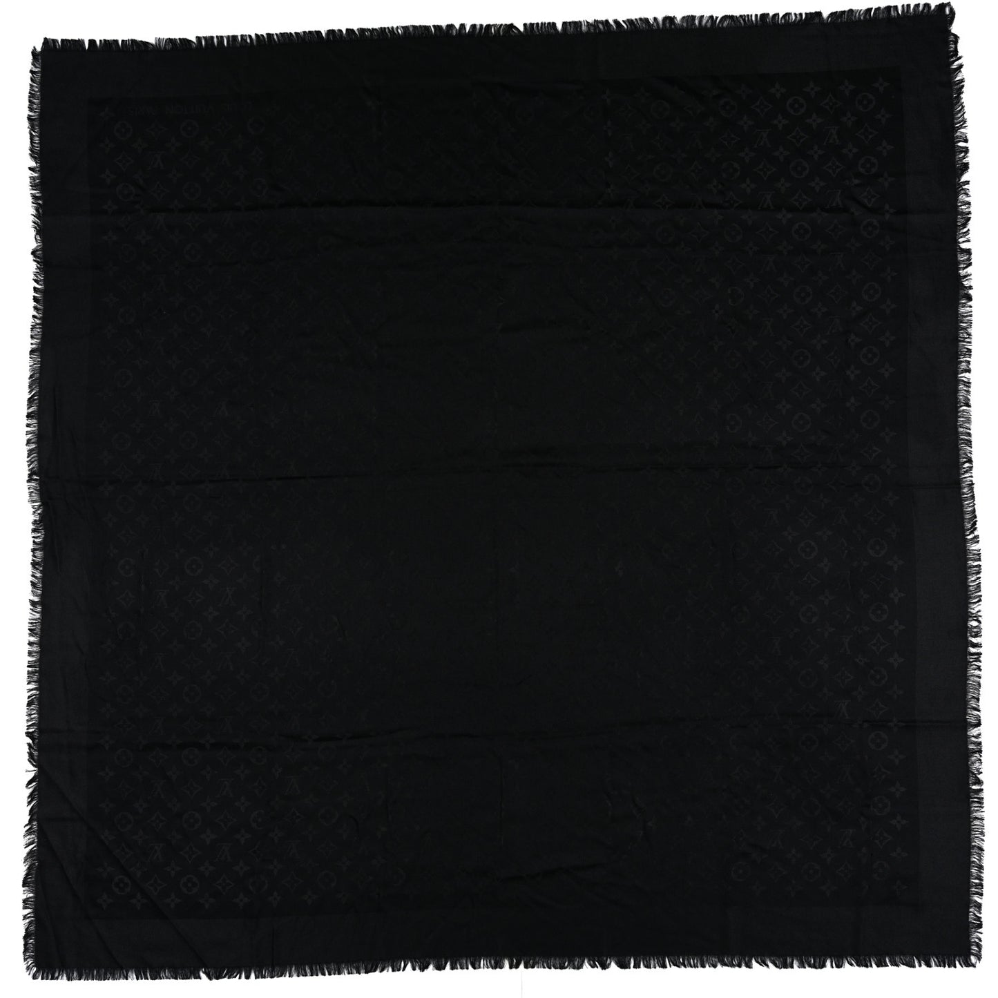 Silk Lurex Wool Monogram Shine Shawl Black
