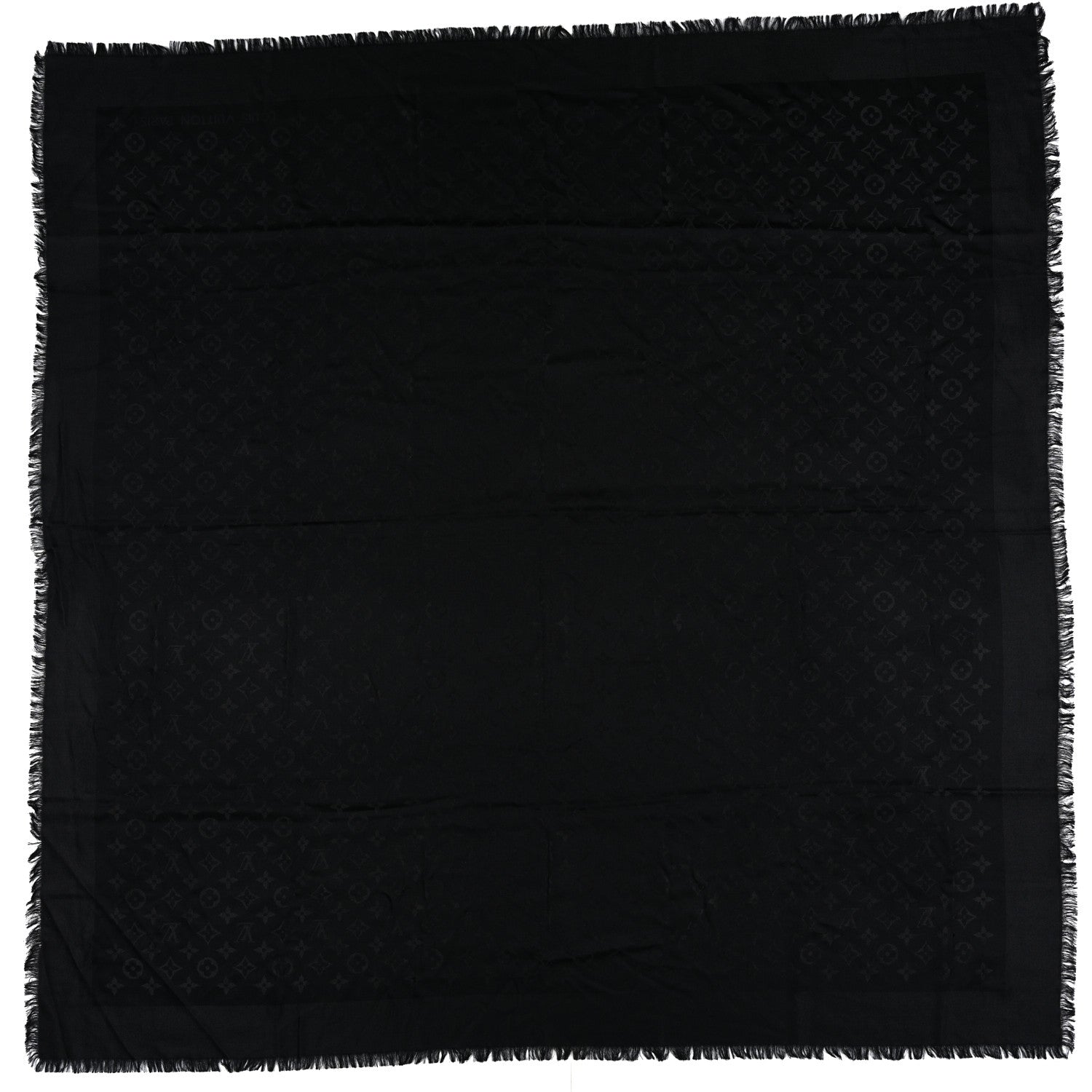 Louis Vuitton Silk Lurex Wool Monogram Shine Shawl Black 1 of 3