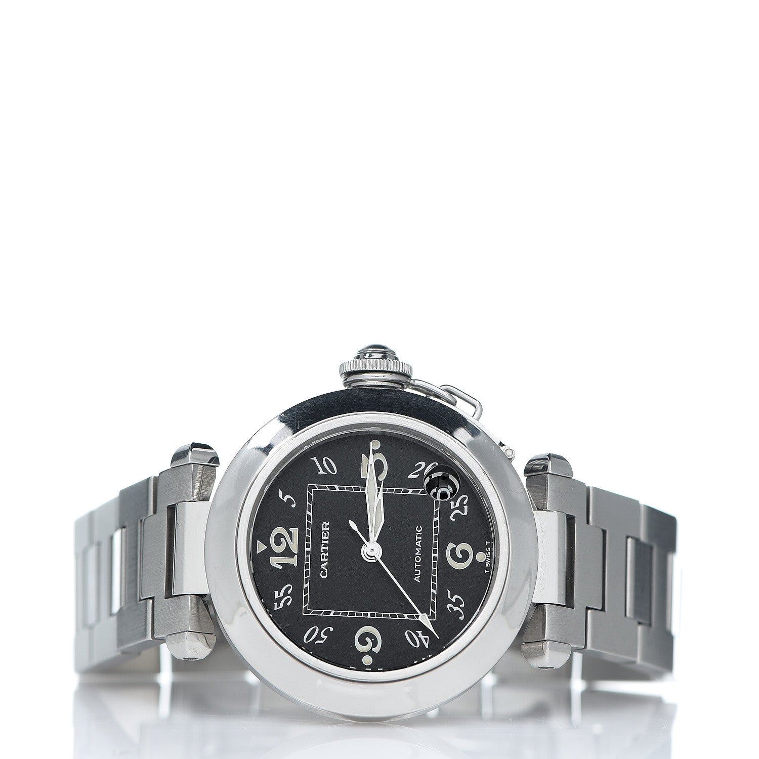 Cartier Stainless Steel 35mm Pasha C Automatic Watch Black 2 of 7
