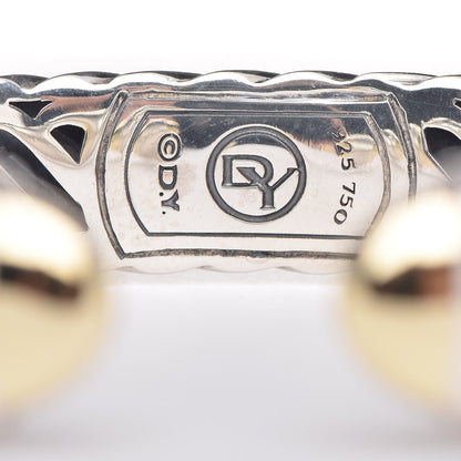David Yurman Sterling Silver 18K Yellow Gold Diamond 10mm Waverly Bracelet 4 of 4