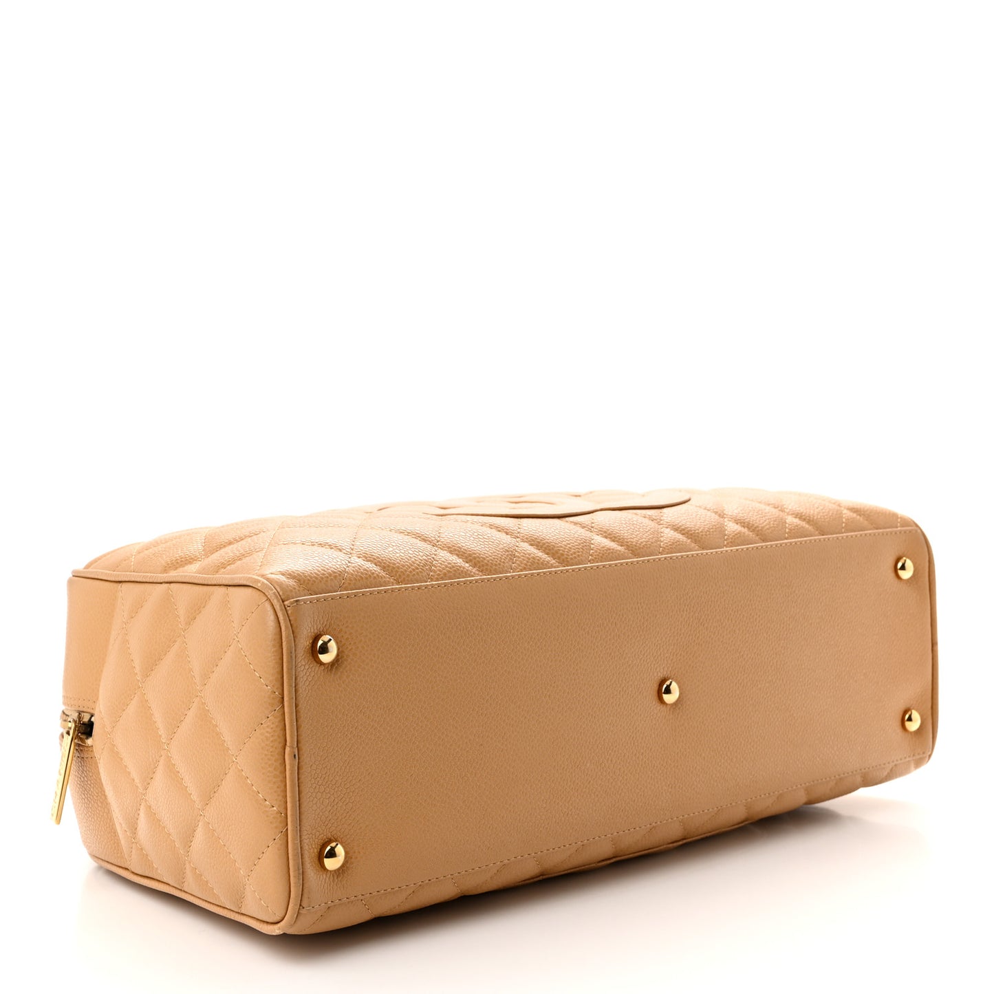 Caviar Quilted Large Bowler Bag Beige