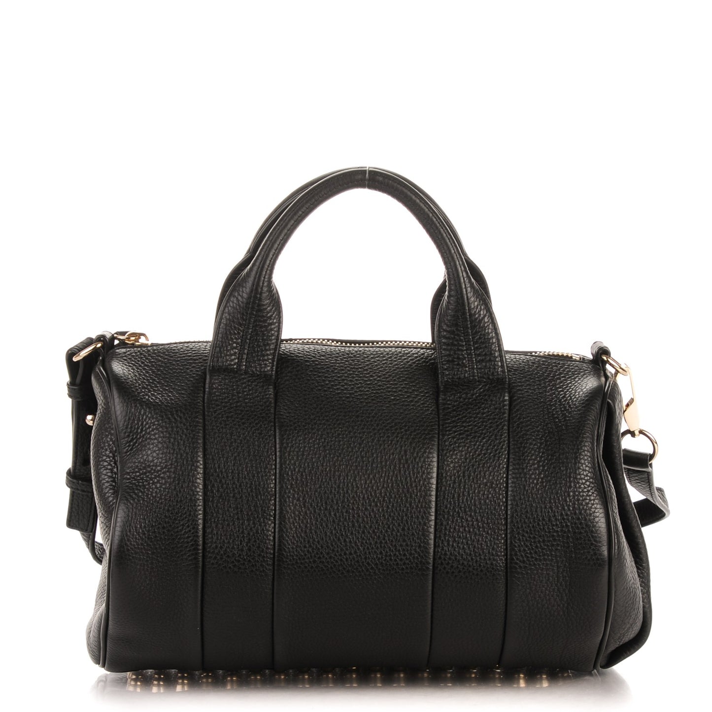 Pebbled Lambskin Rocco Duffel Black Pale Gold Hardware