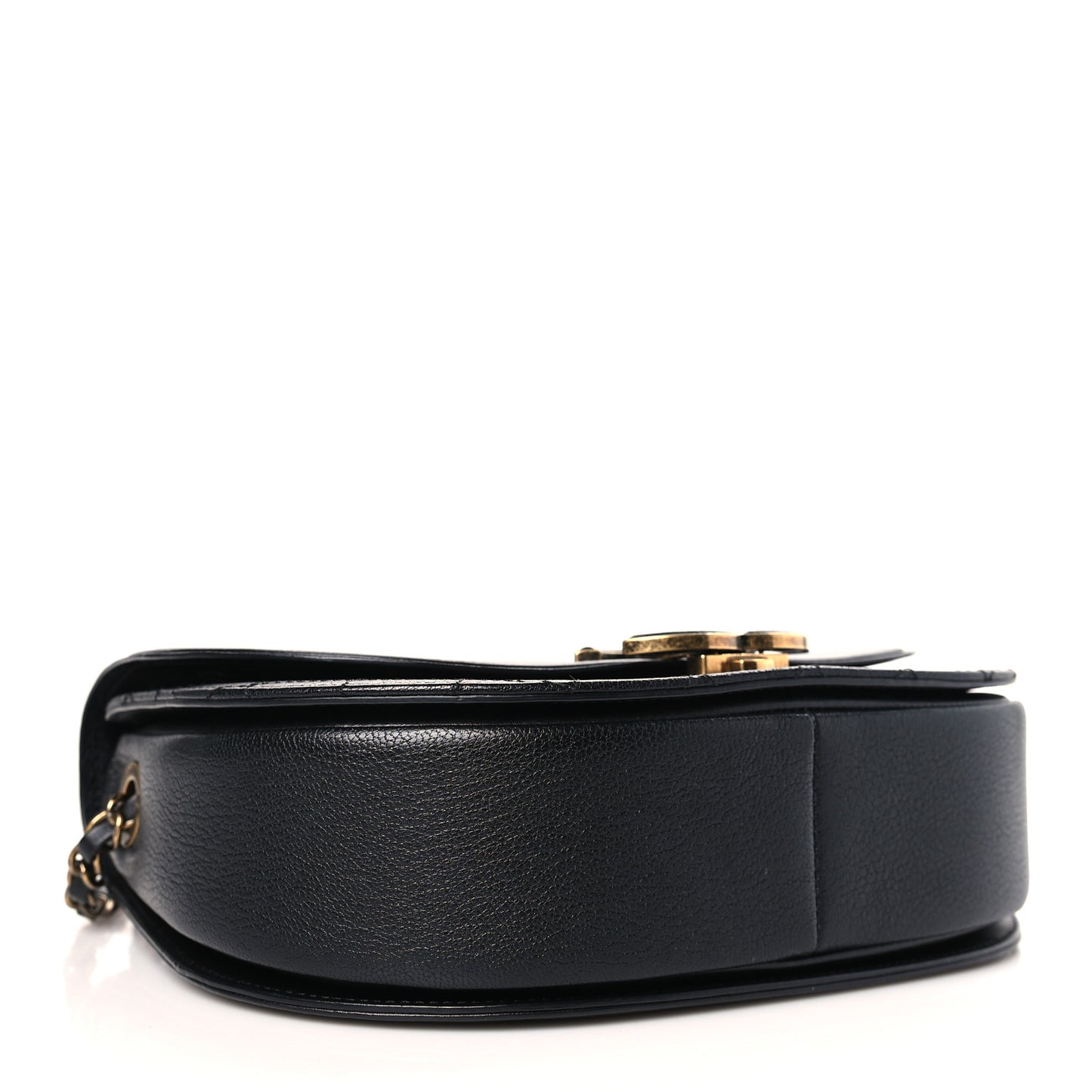 Shiny Calfskin Goatskin Quilted Medium Coco Curve Messenger Flap Black