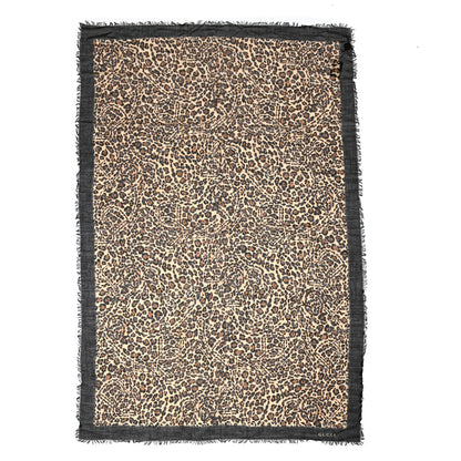 Gucci Silk Cashmere Wool Leopard Scarf Black 1 of 5
