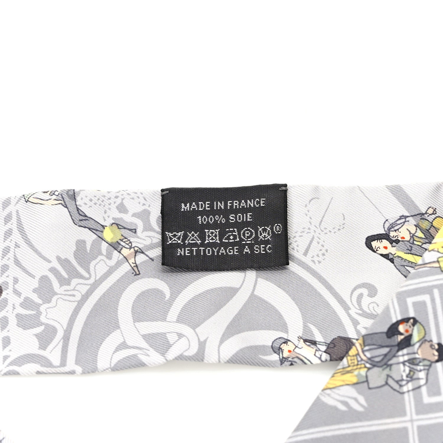 Hermes Silk Ex-Libris Les Parisiennes Twilly Gris Perle Jaune 4 of 4