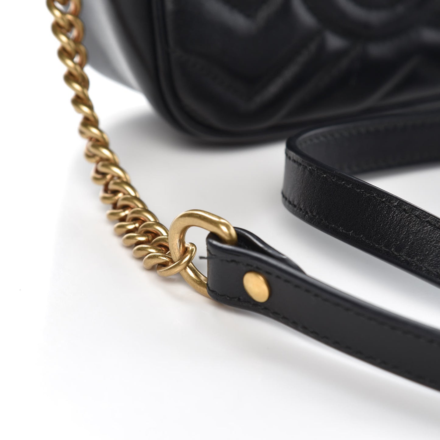 Calfskin Matelasse Mini GG Marmont Chain Shoulder Bag Black