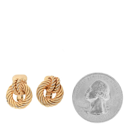 Christian Dior Knot Clip On Earrings Gold 2 of 4