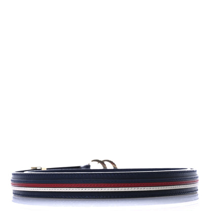 Gucci Calfskin Sylvie Stripe Torchon Double G 20mm Belt 75 30 Maritime Hibiscus Red Mystic White 2 of 6