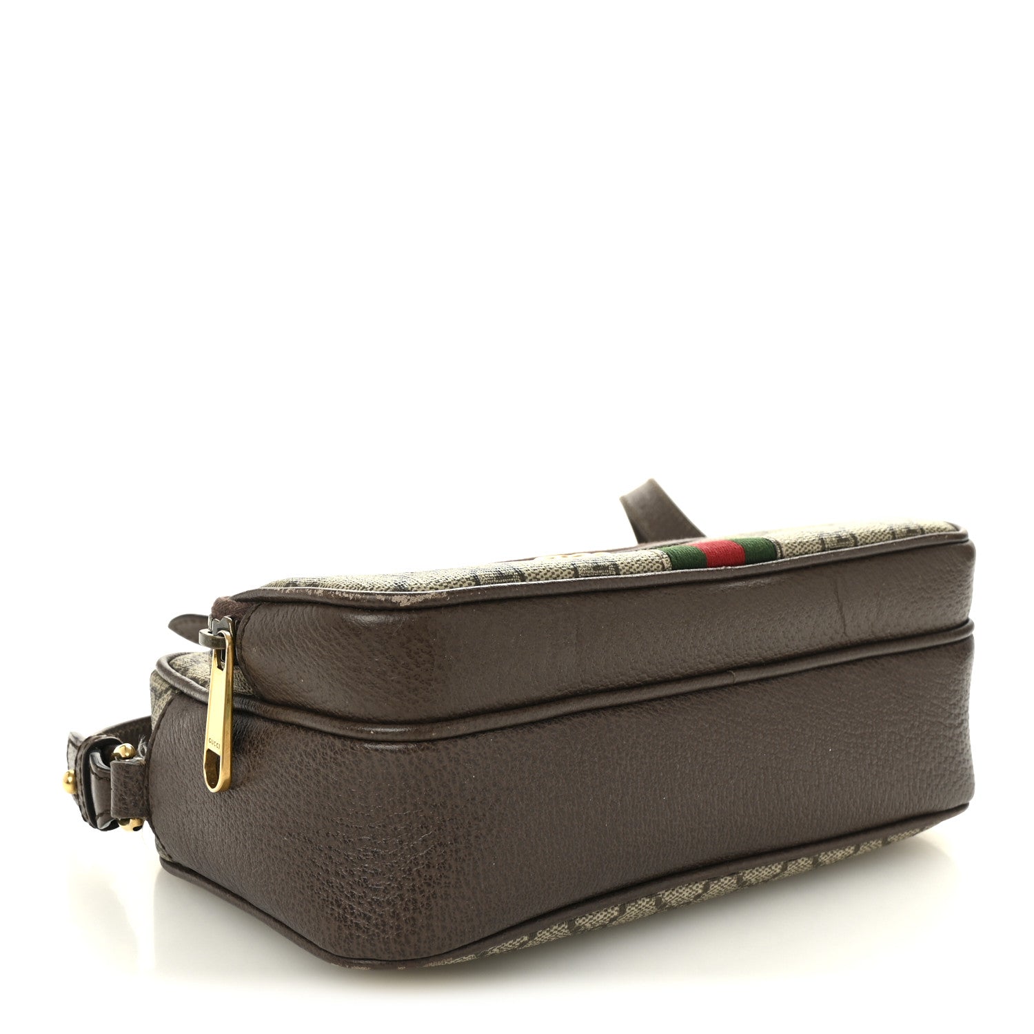 Gucci GG Supreme Monogram Textured Dollar Calfskin Web Small Ophidia Convertible Shoulder Bag Beige Ebony New Acero 4 of 14