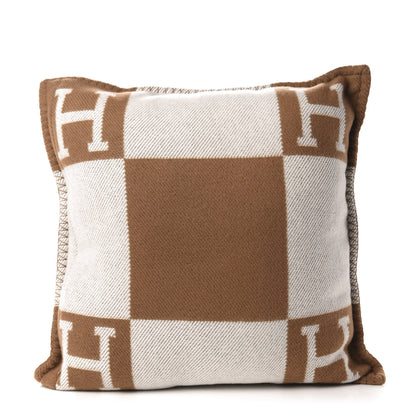 Hermes Wool Cashmere Avalon Pillow PM Ecru Camel 2 of 3