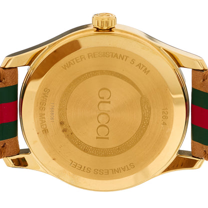 Gucci Stainless Steel Calfskin 38mm G-Timeless Stripe Web Quartz Watch Brown 4 of 4