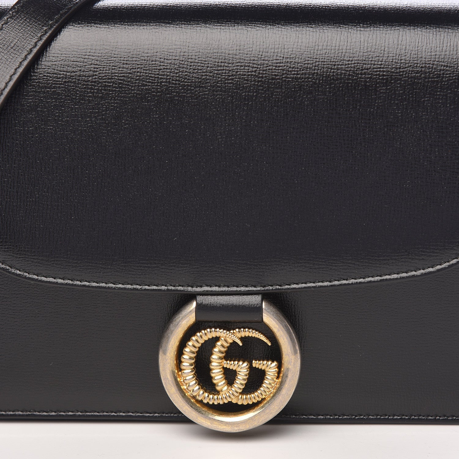 Gucci Textured Calfskin Small Torchon GG Ring Shoulder Bag Black 8 of 11