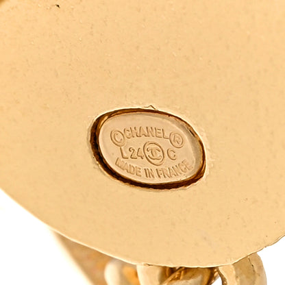 Chanel Metal Resin Disc CC Drop Earrings Gold Pink 4 of 5