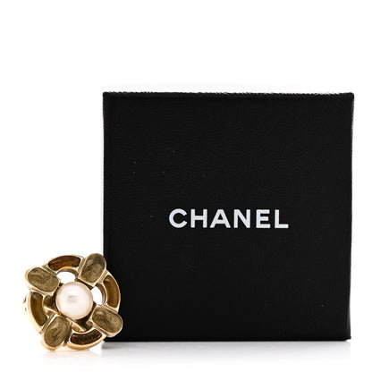 Chanel Pearl Resin CC Ring 54 7 Brown Gold 6 of 6