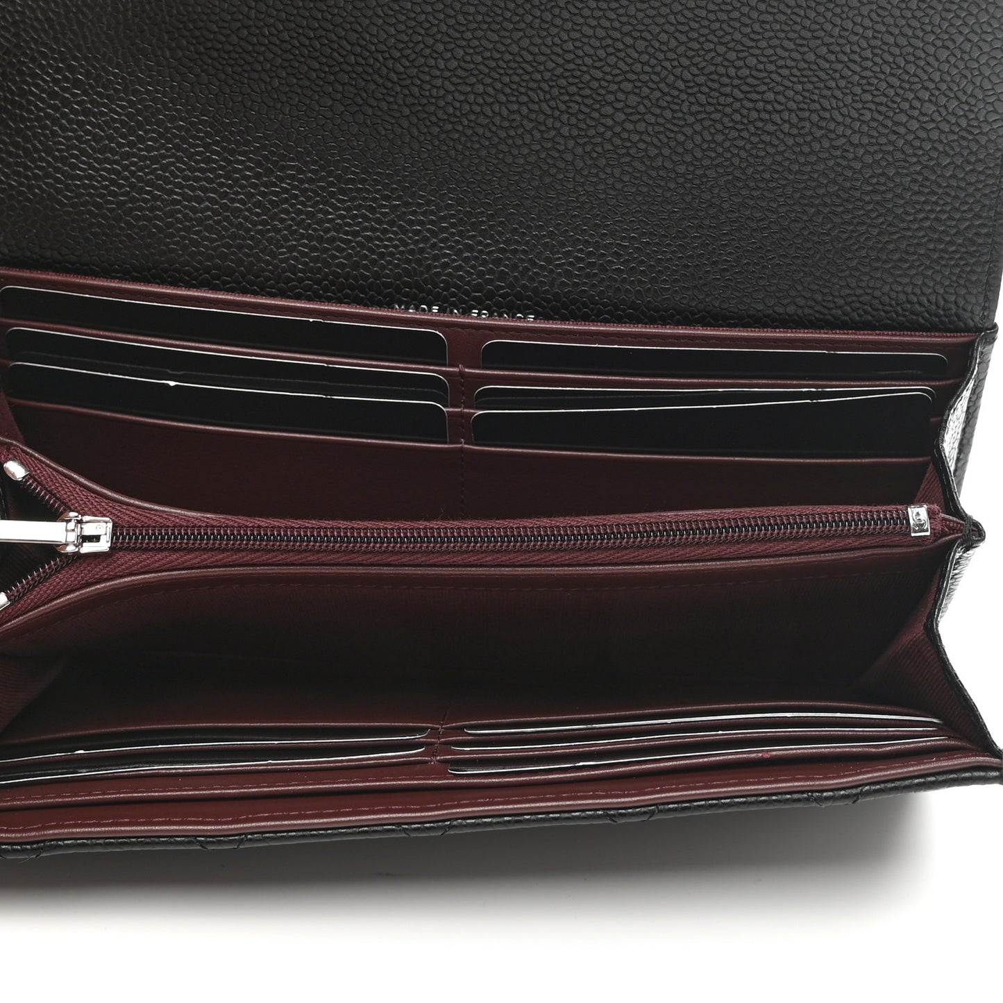Caviar Quilted Large Gusset Flap Wallet Black