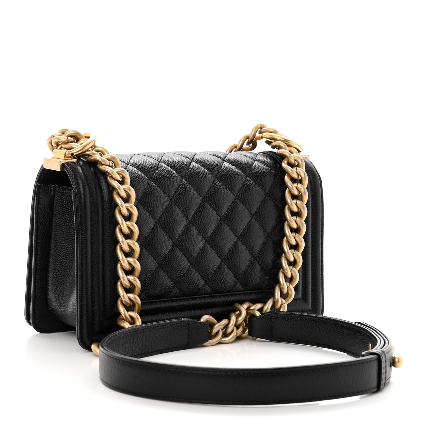 Caviar Quilted Small Boy Flap Black