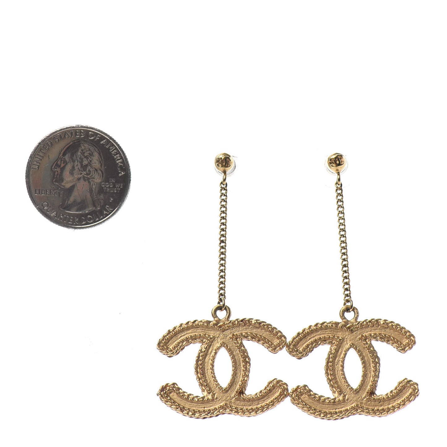 CC Drop Earrings Matte Gold