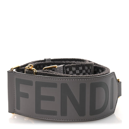 Fendi Ribbon Vitello King Logo Embossed Gingham Woven Adjustable Strap You Moon Ghiaia 2 of 6