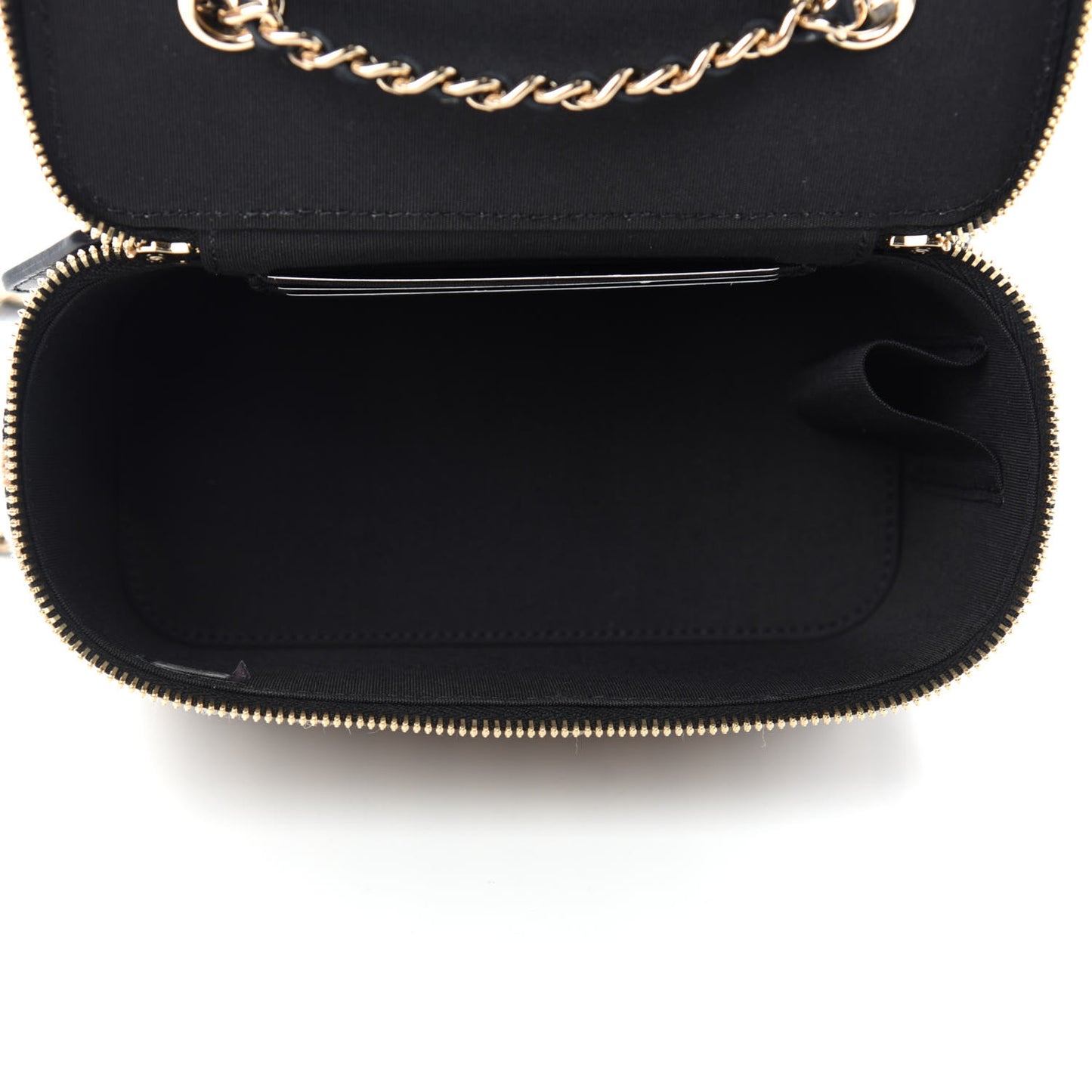 Raffia Jute Striped Small Vanity Case With Chain Black Beige