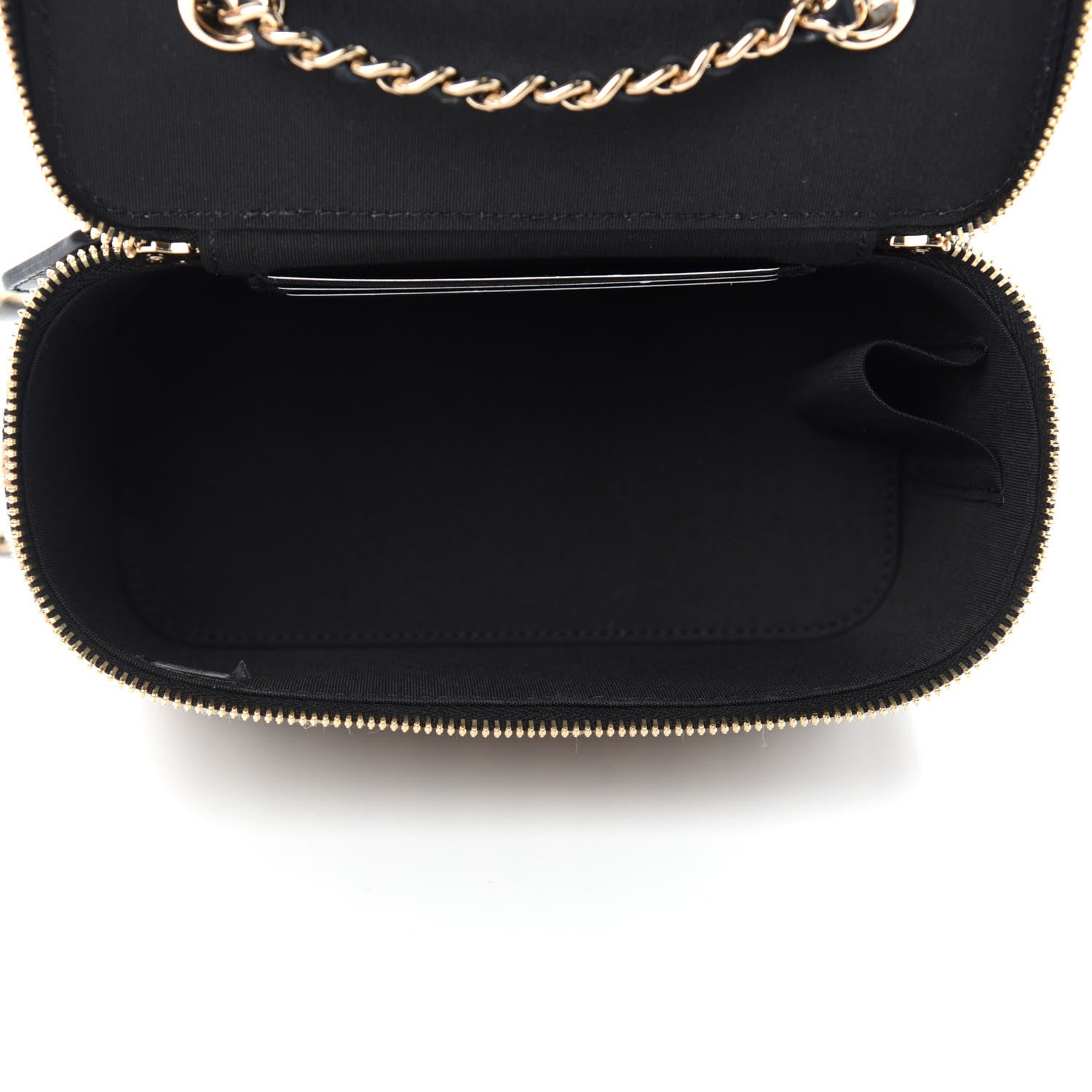 Chanel Raffia Jute Striped Small Vanity Case With Chain Black Beige 5 of 11